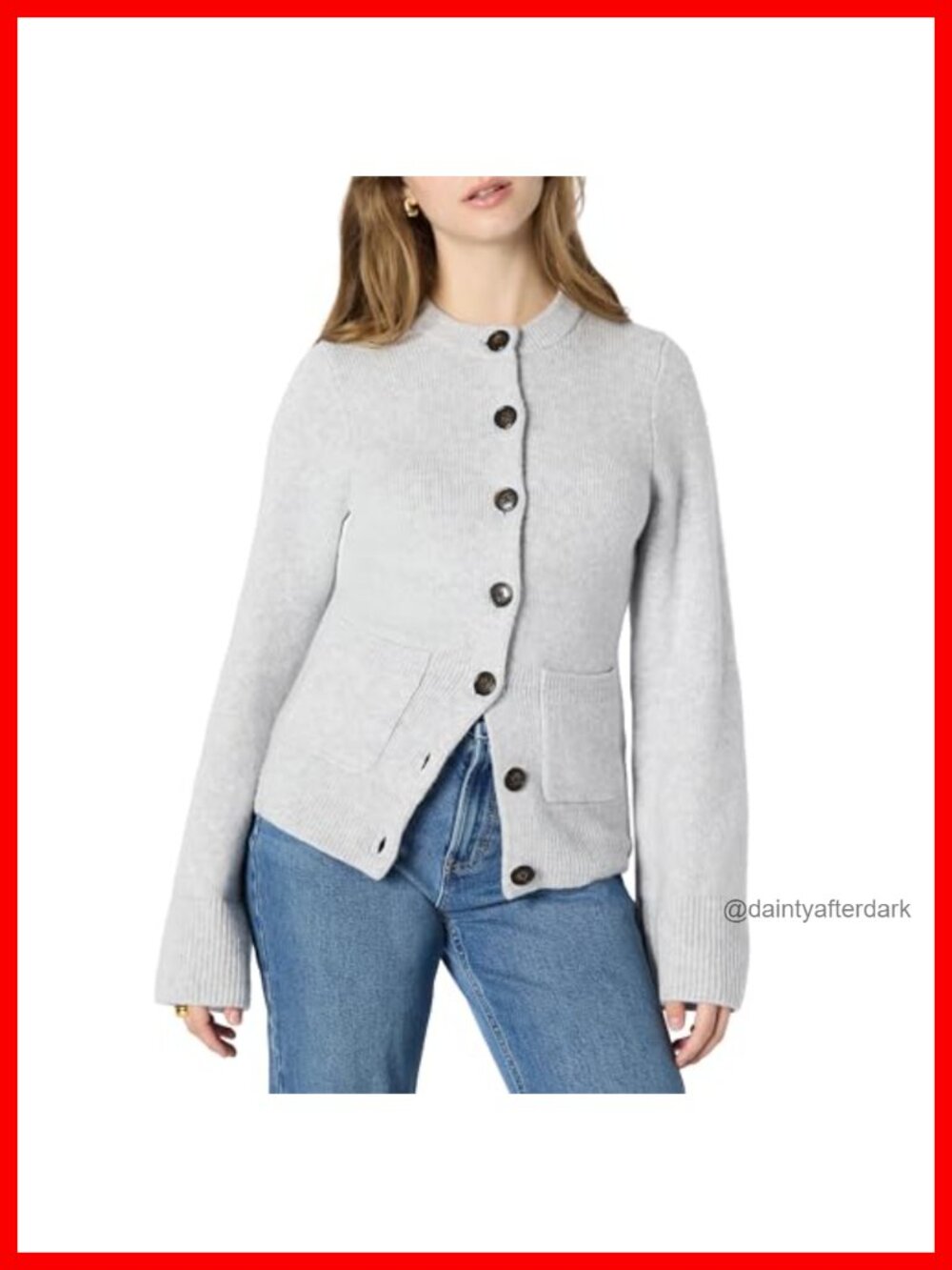 Women's Cotton Blend Long Sleeve Bell Sleeve Cardigan Button Front